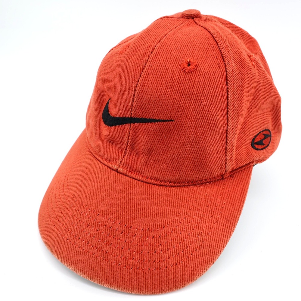 Vintage Nike Orange Swoosh Baseball Cap One Size‎ Cotton Adjustable Strap